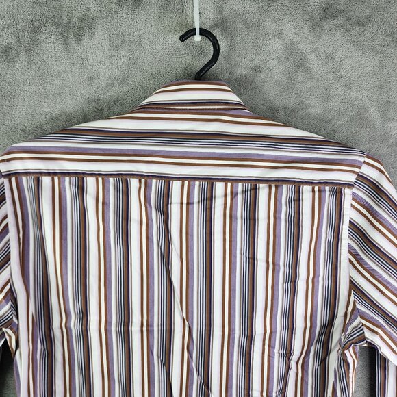 Men's Bugatchi Uomo Multicolor Striped Shirt Long Sleeve Button Down Size L - Picture 11 of 14
